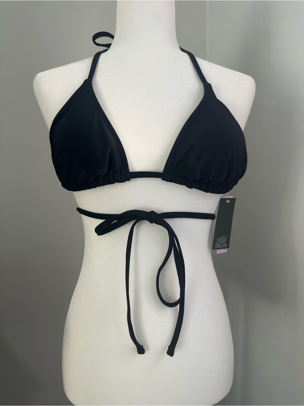NWT! Wild Fable Black Triangle Bikini Top, Strappy, Neutral, Vacation, S (4-6)